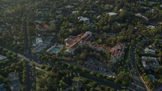 7.6K aerial stock footage approaching the Beverly Hills Hotel in Beverly Hills, California Aerial Stock Footage | AX0161_109