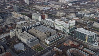 4K aerial stock footage of flying toward the Downtown Chicago, Illinois skyline from the West Side Aerial Stock Footage | AX0165_0025