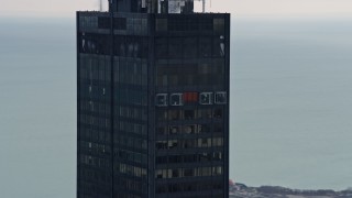 4K aerial stock footage orbit the Skydeck at Willis Tower in Downtown Chicago, Illinois Aerial Stock Footage | AX0165_0075