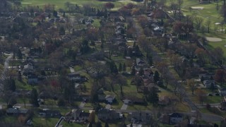 4K aerial stock footage of a quiet suburban neighborhood in Itasca, Illinois Aerial Stock Footage | AX0166_0025