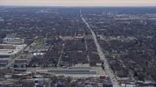 4K aerial stock footage of flying past urban neighborhoods, Milwaukee, Wisconsin Aerial Stock Footage | AX0167_0003