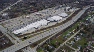 4K aerial stock footage of approaching and passing the 84 South shopping mall, Greenfield, Wisconsin Aerial Stock Footage | AX0167_0034