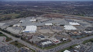 4K aerial stock footage of circling around the Gurnee Mills shopping mall in Gurnee, Illinois Aerial Stock Footage | AX0167_0052