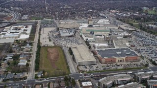 4K aerial stock footage of circling the Westfield Old Orchard shopping mall in Skokie, Illinois Aerial Stock Footage | AX0167_0070