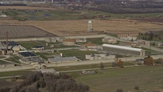 4K aerial stock footage of flying around the Stateville Correctional Center prison in Crest Hill, Illinois Aerial Stock Footage | AX0168_0040