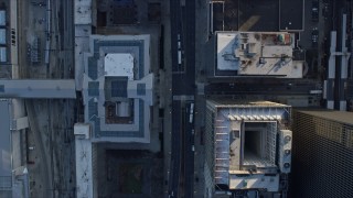 4K aerial stock footage of a bird's eye view of Michigan Avenue and Grant Park, Downtown Chicago, Illinois Aerial Stock Footage | AX0169_0072