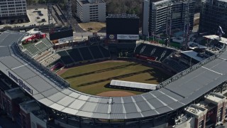 6.7K aerial stock footage fly over Truist Park baseball stadium, Atlanta, Georgia Aerial Stock Footage | AX0171_0006