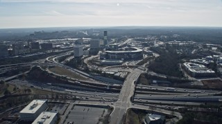 6.7K aerial stock footage orbit the Truist Park baseball stadium, Atlanta, Georgia Aerial Stock Footage | AX0171_0010