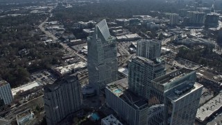 6.7K aerial stock footage of flying past a modern Buckhead office building, Atlanta, Georgia Aerial Stock Footage | AX0171_0030