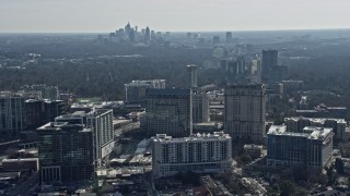 6.7K aerial stock footage of the Midtown Atlanta skyline seen from Buckhead, Atlanta, Georgia Aerial Stock Footage | AX0171_0031