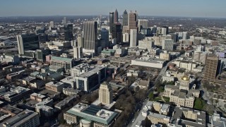 6.7K aerial stock footage flying toward Downtown Atlanta skyscrapers, Georgia Aerial Stock Footage | AX0171_0074