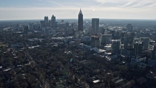 6.7K aerial stock footage of flying toward the skyline of Downtown and Midtown Atlanta, Georgia Aerial Stock Footage | AX0171_0101