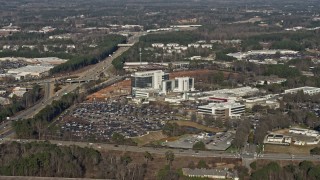 6.7K aerial stock footage approach a hospital in Lawrenceville, Georgia Aerial Stock Footage | AX0171_0134