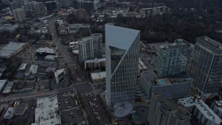 AX0171_0172 - 6.7K aerial stock footage orbit the Terminus office complex at sunset, Atlanta, Georgia