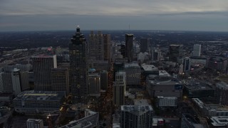 AX0171_0187 - 6.7K aerial stock footage fly over Downtown Atlanta at sunset, Georgia