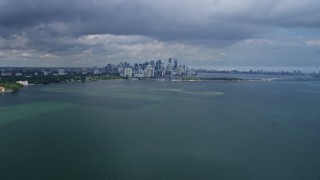 6.7K aerial stock footage of approaching the downtown skyline of Miami, Florida Aerial Stock Footage | AX0172_002