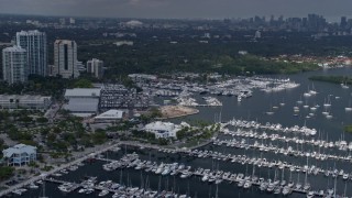 6.7K aerial stock footage flyby Miami City Hall, reveal distant skyline in Miami, Florida Aerial Stock Footage | AX0172_012