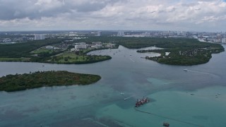 6.7K aerial stock footage of approaching FIU Biscayne Bay Campus in North Miami, Florida Aerial Stock Footage | AX0172_029