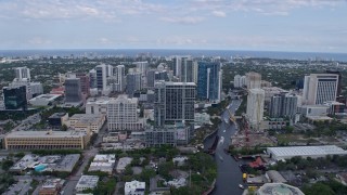 AX0172_048 - 6.7K aerial stock footage of flying over office buildings and condominium complexes in Fort Lauderdale, Florida