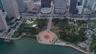 6.7K aerial stock footage flyby Miami River and skyscrapers, reveal Bayfront Park in Downtown Miami, Florida Aerial Stock Footage | AX0172_087