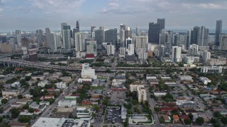 6.7K aerial stock footage a reverse view of skyscrapers and city buildings in Downtown Miami, Florida Aerial Stock Footage | AX0172_103