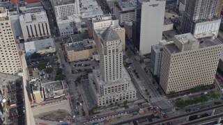 6.7K aerial stock footage of flying past the Miami-Dade County Courthouse in Downtown Miami, Florida Aerial Stock Footage | AX0172_114