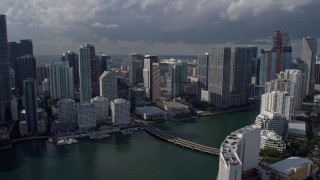 6.7K aerial stock footage of towering waterfront skyscrapers in Downtown Miami, Florida Aerial Stock Footage | AX0172_119