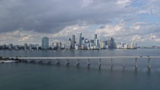 6.7K aerial stock footage of Downtown Miami, Florida seen from the Rickenbacker Causeway Aerial Stock Footage | AX0172_149