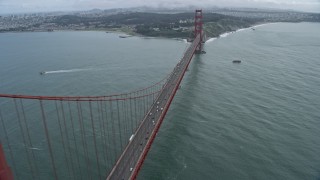 AX0173_0056 - 6K aerial stock footage of flying by the iconic Golden Gate Bridge, San Francisco, California