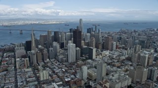 AX0173_0066 - 6K aerial stock footage fly toward Downtown San Francisco, California