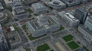 6K aerial stock footage of City Hall in the Civic Center district of San Francisco, California Aerial Stock Footage | AX0173_0077