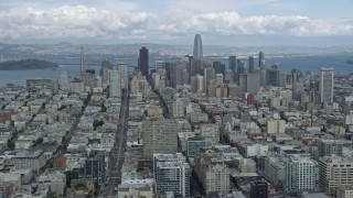 6K aerial stock footage of a wide view of the city's skyline, San Francisco, California Aerial Stock Footage | AX0173_0080