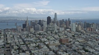 6K aerial stock footage of a wide view of the city's skyline, Downtown San Francisco, California Aerial Stock Footage | AX0173_0081