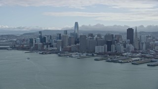 6K aerial stock footage a wide view of the Downtown San Francisco skyline, California Aerial Stock Footage | AX0173_0127