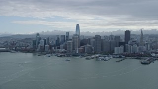 6K aerial stock footage of the Downtown San Francisco skyline, California Aerial Stock Footage | AX0173_0129