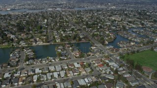 6K aerial stock footage of waterfront homes in Alameda, California Aerial Stock Footage | AX0173_0134