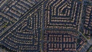 6K aerial stock footage of a bird's eye view of Union City tract homes, California Aerial Stock Footage | AX0174_0012