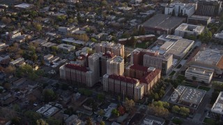 6K aerial stock footage of student housing at San Jose State University at sunset, California Aerial Stock Footage | AX0174_0028