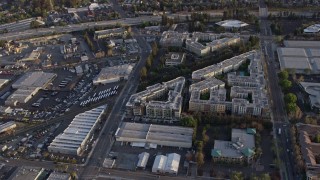 6K aerial stock footage of San Jose apartment complexes at sunset, California Aerial Stock Footage | AX0174_0033