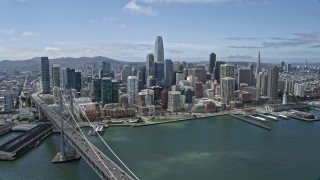 AX0175_0111 - 6K aerial stock footage of flying past Downtown San Francisco skyline, California