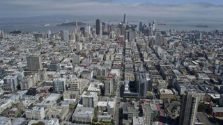 6K aerial stock footage fly over city buildings toward Downtown San Francisco, California Aerial Stock Footage | AX0175_0129