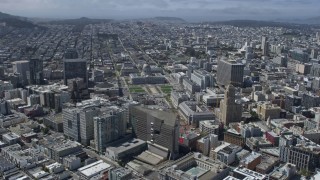 AX0175_0137 - 6K aerial stock footage of city hall in Civic Center, San Francisco, California