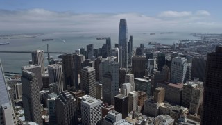 6K aerial stock footage approach and flyby Salesforce Tower in Downtown San Francisco, California Aerial Stock Footage | AX0175_0144