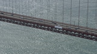 6K aerial stock footage of light traffic on the Golden Gate Bridge, San Francisco, California Aerial Stock Footage | AX0175_0175