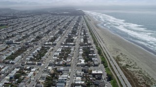 6K aerial stock footage of flying over Outer Sunset District toward Ocean Beach, San Francisco, California Aerial Stock Footage | AX0175_0183