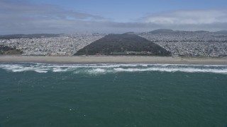 6K aerial stock footage of flying over Ocean Beach and Golden Gate Park, San Francisco, California Aerial Stock Footage | AX0175_0195