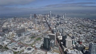 6K aerial stock footage of passing city hall on the way to downtown, San Francisco, California Aerial Stock Footage | AX0175_0199