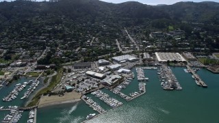 AX0175_0208 - 6K aerial stock footage of flying by Sausalito marinas, California