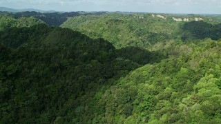 4.8K aerial stock footage Flying over mountains and jungle, Karst Forest, Puerto Rico Aerial Stock Footage | AX101_052E