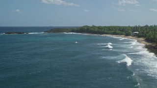 4.8K aerial stock footage approaching tree covered island coastline, Arecibo, Puerto Rico  Aerial Stock Footage | AX101_153